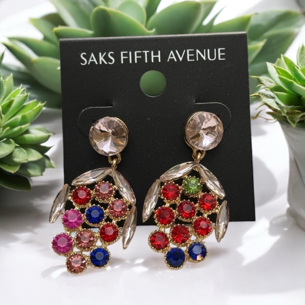 Saks Fifth Avenue‎ Crystal Multicolored earrings NWT